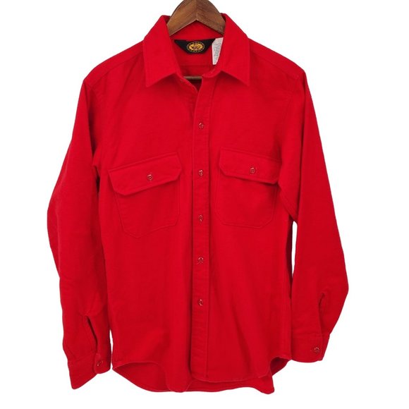 Woolrich Other - Vtg Woolrich Mens Red Button Up Shirt Jacket Shacket Sz M Cotton Heavyweight